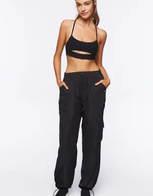 Forever 21 Active Toggle Drawstring Joggers Black