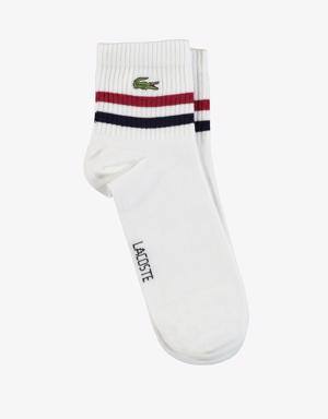 Erkek Çizgili Beyaz Çorap