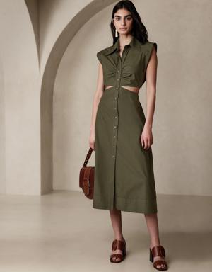 Banana Republic Yasmin Cut-Out Shirt Dress green