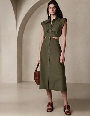 Yasmin Cut-Out Shirt Dress green