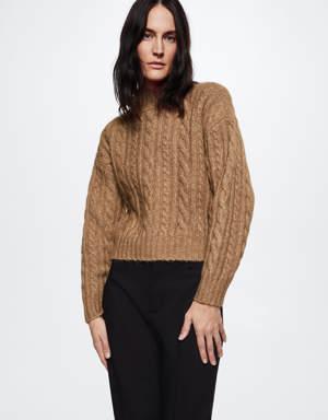 Braided sweater with perkins neck