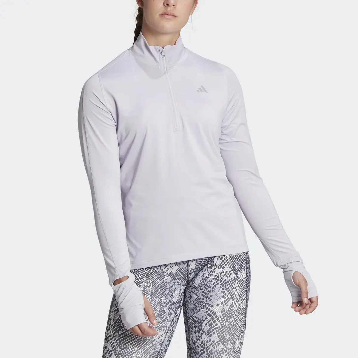 Adidas Fast Running Half-Zip Long Sleeve Top. 1