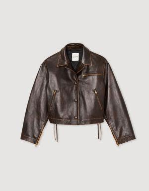 Distressed leather jacket Login to add to Wish list