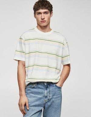 Mango Textured striped T-shirt