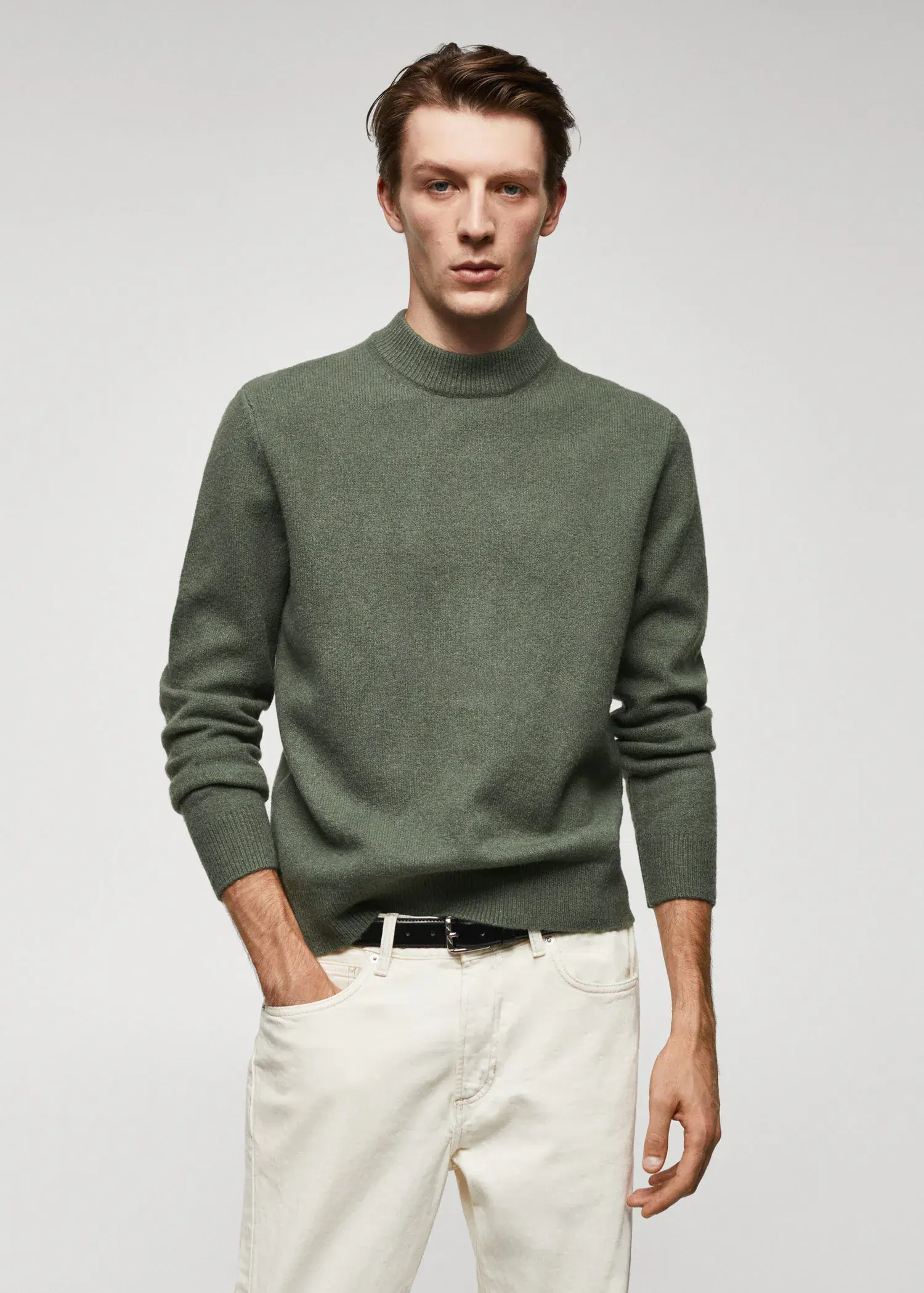 Mango Wool-blend sweater with perkins collar. 1