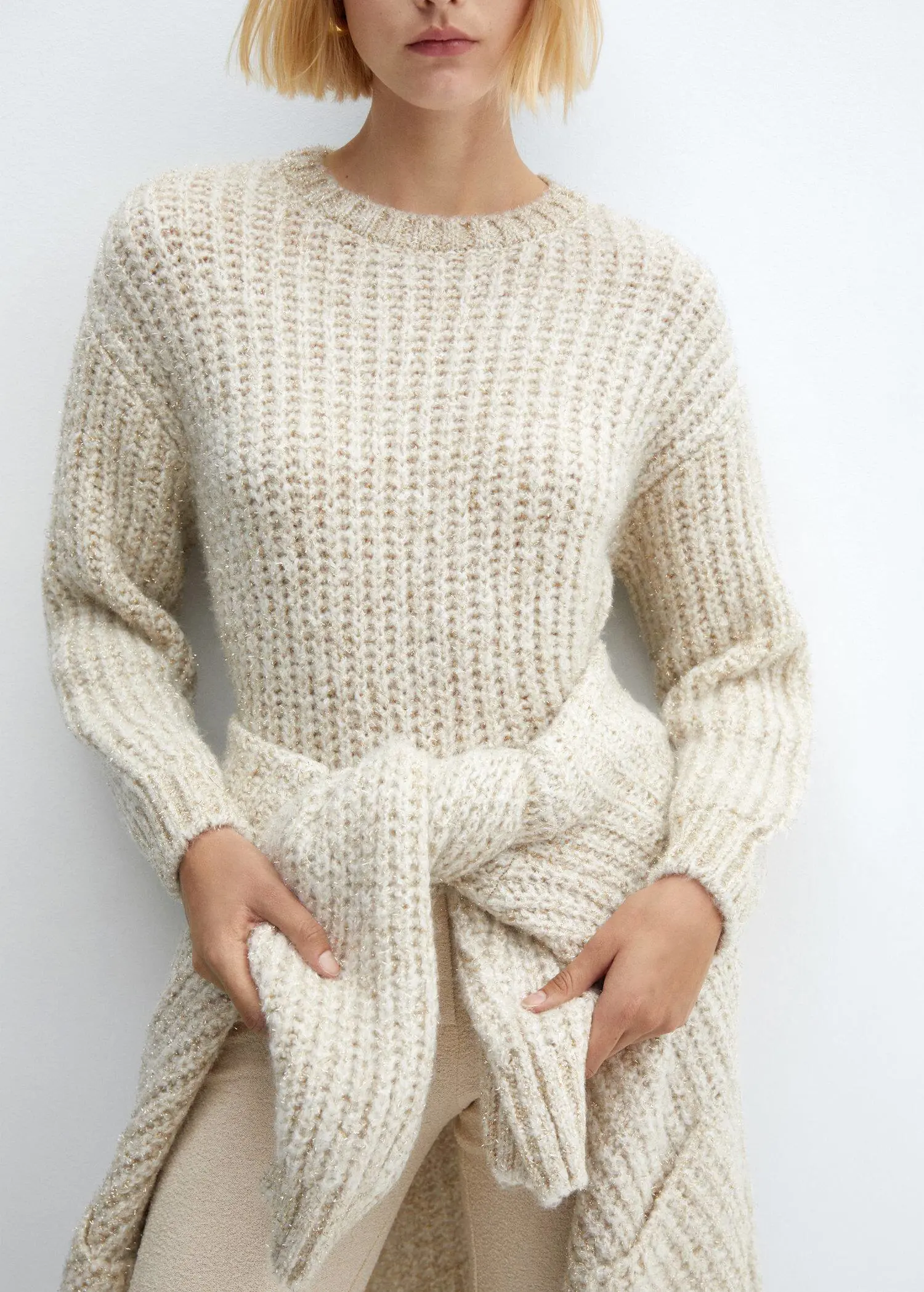Mango Thick knit lurex jumper. 1