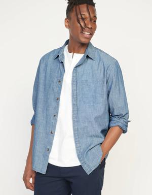 Regular-Fit Chambray Everyday Non-Stretch Shirt for Men blue