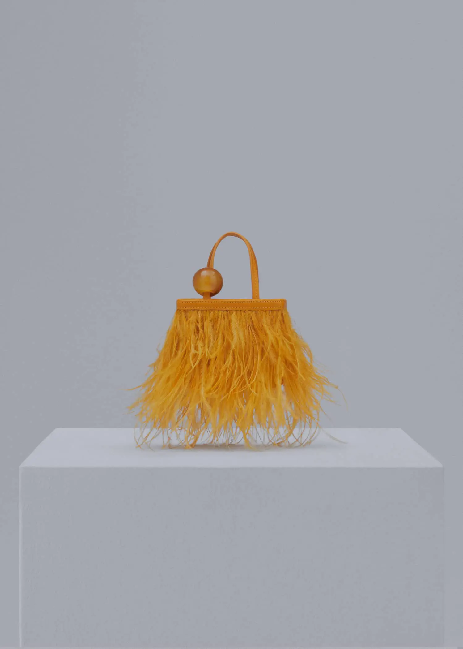 Mango Leather bag with feather trim. 2