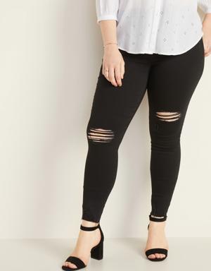 Distressed Rockstar Jeggings for Women black