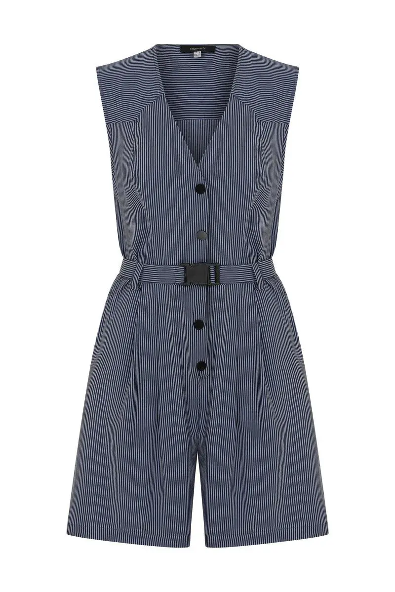 Roman Blue Buckle Detailed Jumpsuit - 4 / Original. 1