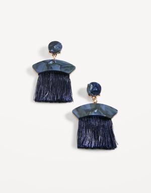 Blue Shell Tassel Chandelier Earrings for Women silver