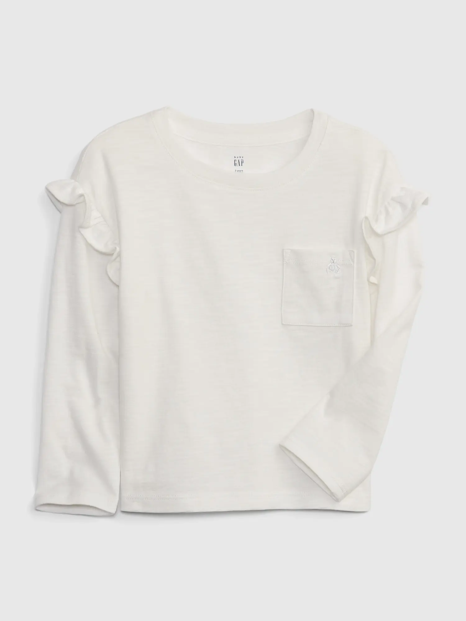 Gap Toddler Organic Ruffle Pocket T-Shirt white. 1