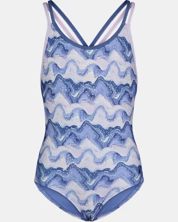 Under Armour Little Girls' UA Mixing Waves One-Piece Swimsuit. 1