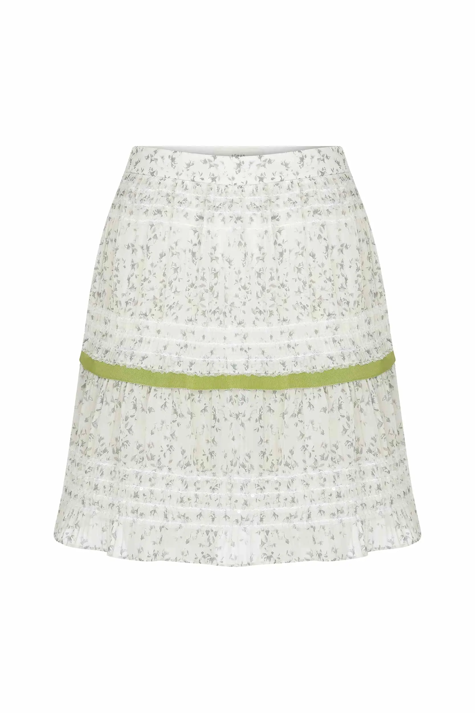 Roman White Floral Mini Skirt - 2 / Original. 1