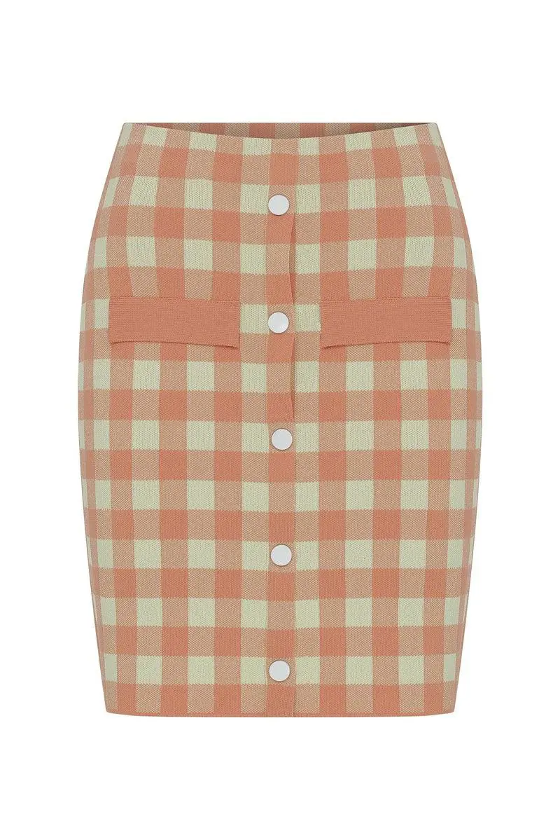 Roman Check Patterned Button Detail Mini Skirt - 1 / Original. 1