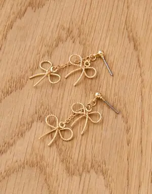 O Double-Bow Drop Earrings