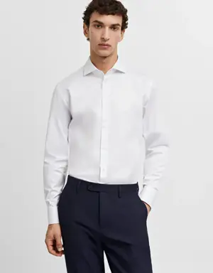 Mango Shirt cufflinks slim fit twill fabric suit
