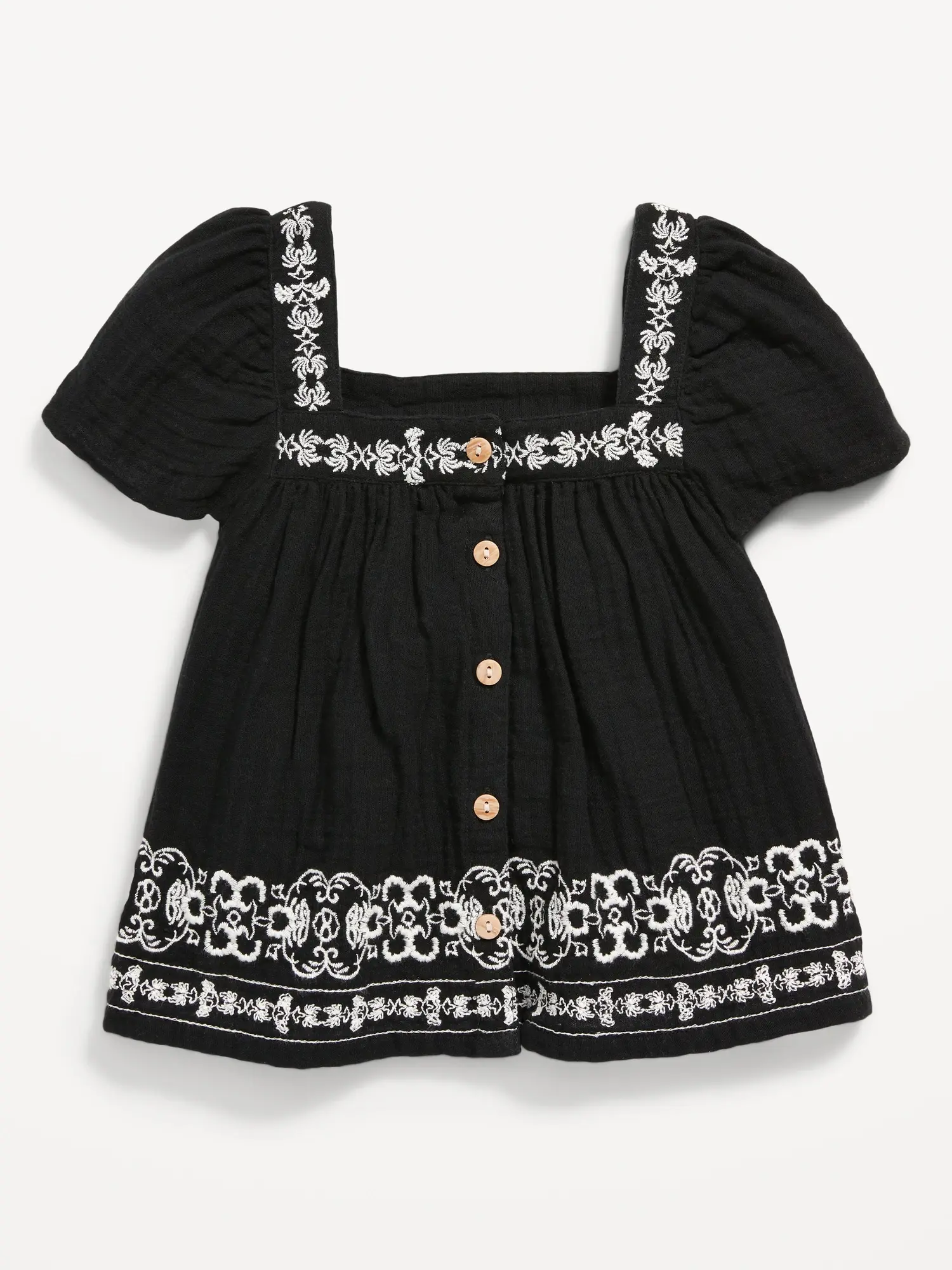 Old Navy Flutter-Sleeve Button-Front Top for Toddler Girls black. 1