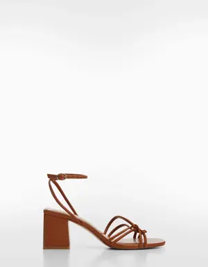 Metallic strappy heeled sandal