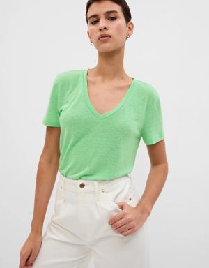 Linen-Blend T-Shirt green