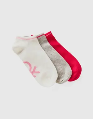 red, gray and white short socks