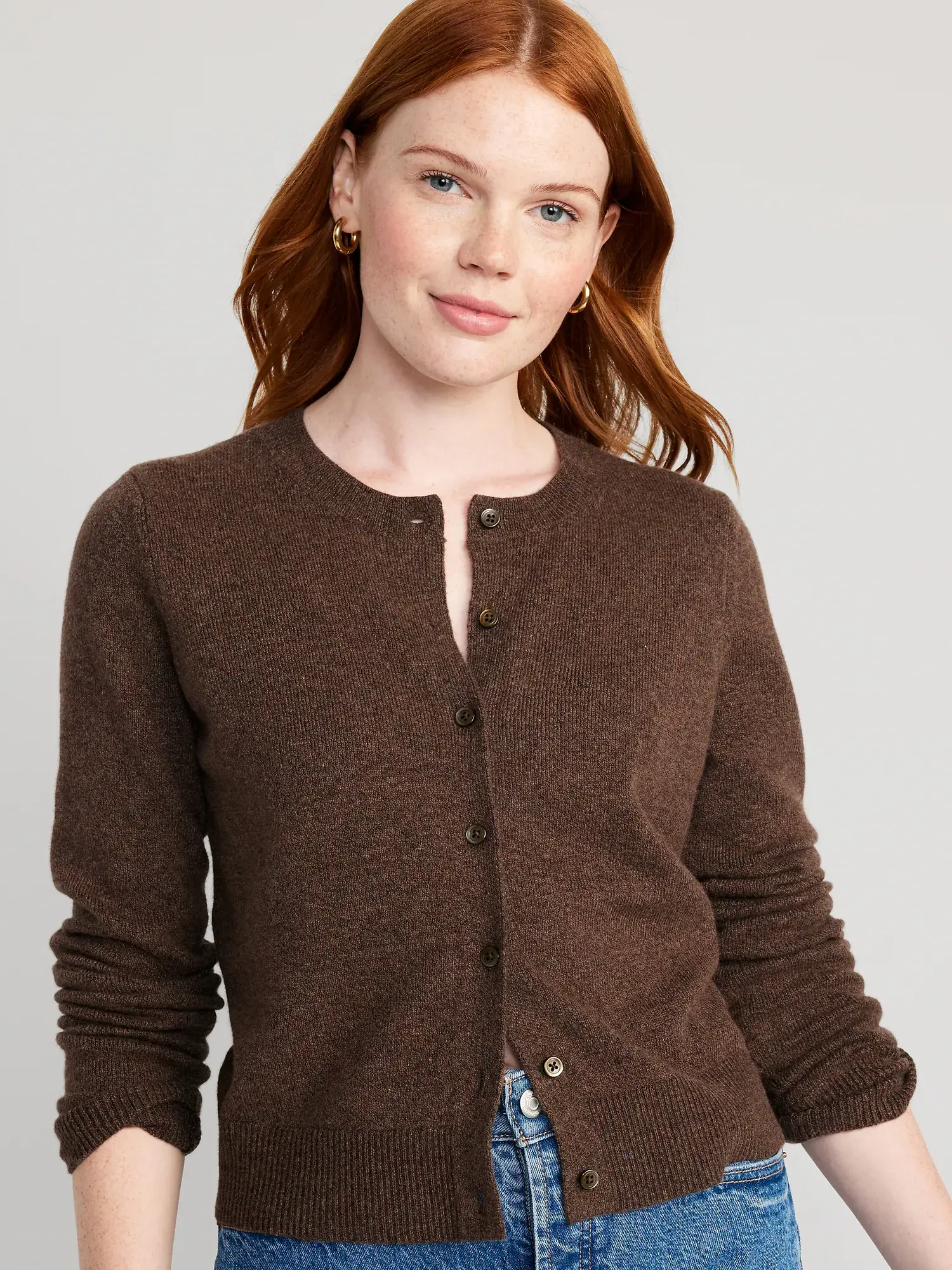 Old Navy SoSoft Cropped Cardigan Sweater for Women brown. 1