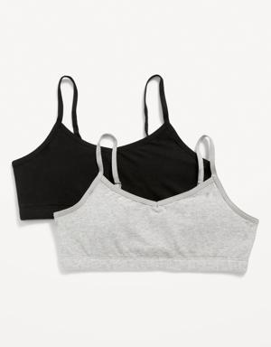 Jersey-Knit Padded Starter Bra 2-Pack for Girls black