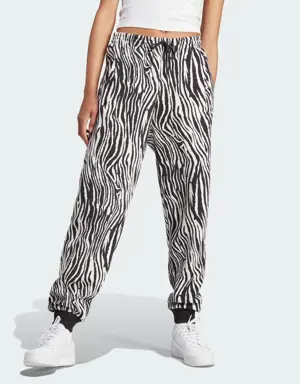 Adidas Pantaloni Allover Zebra Animal Print Essentials Joggers