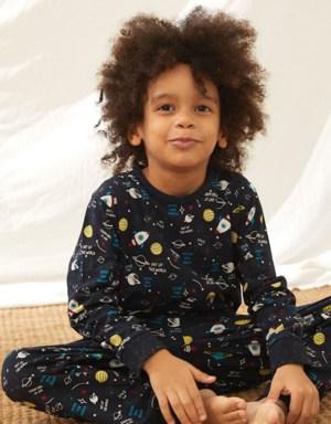 Space Erkek Çocuk Pijama Takım Lacivert