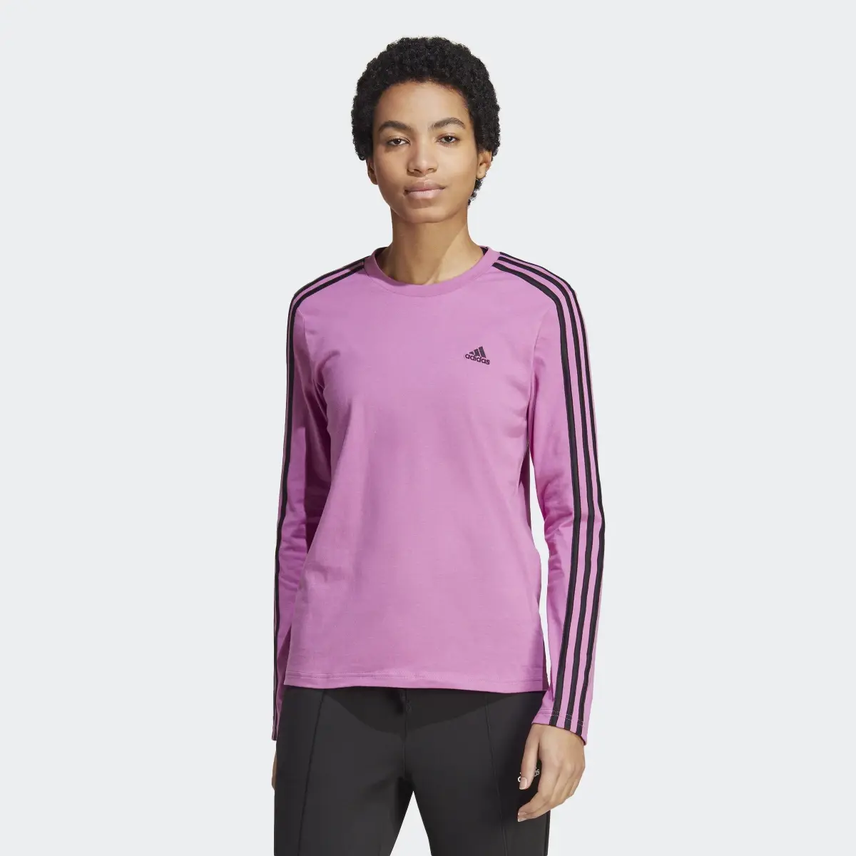 Adidas Essentials 3-Stripes Long Sleeve Tee. 2