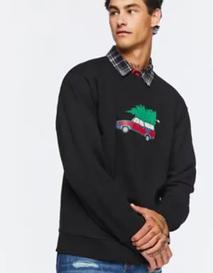 Forever 21 Christmas Tree Car Graphic Pullover Black/Multi