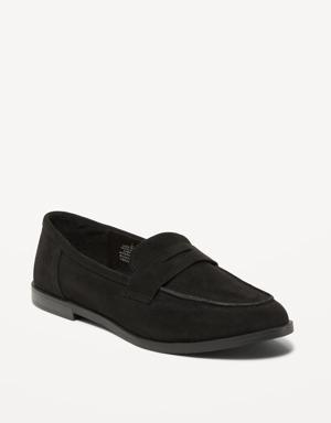 Faux-Suede Penny Loafer Shoes for Women black