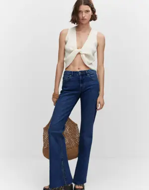 Mid-waist flared jeans with slits