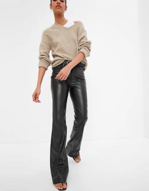 High Rise Vegan Leather '70s Flare Pants black