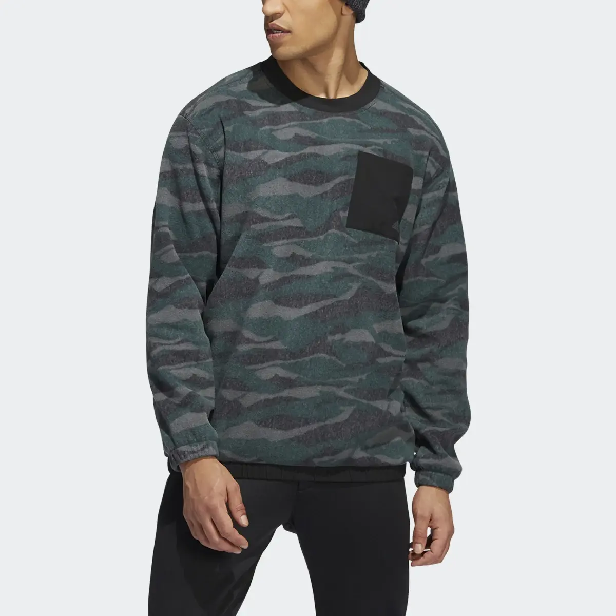 Adidas Texture-Print Crew Sweatshirt. 1