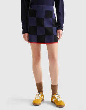 knit checkered mini skirt