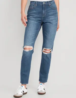 Mid-Rise Boyfriend Straight Ripped Jeans for Women multi