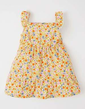 Kız Bebek Çiçekli Askılı Poplin Elbise