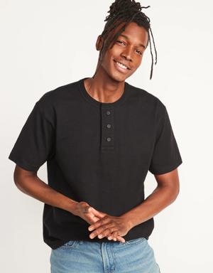 Old Navy Slub-Knit Workwear Henley T-Shirt for Men black