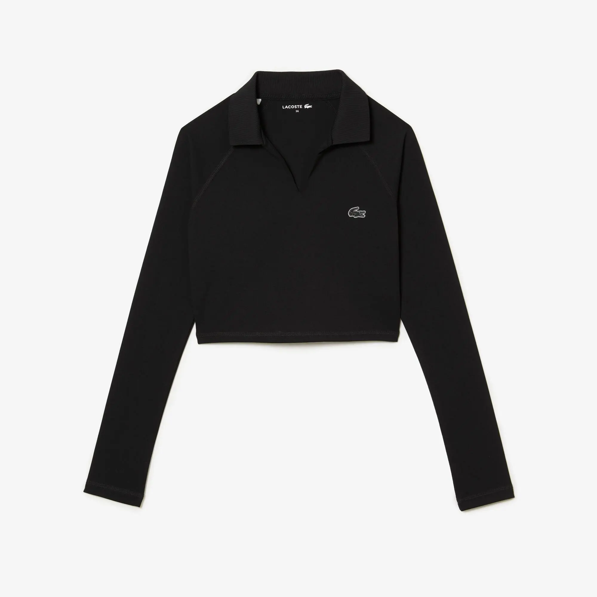 Lacoste Women’s Long Sleeve Cropped Polo Shirt. 2