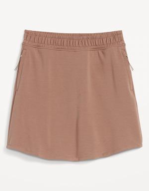 High-Waisted Dynamic Fleece Mini Skort for Women beige