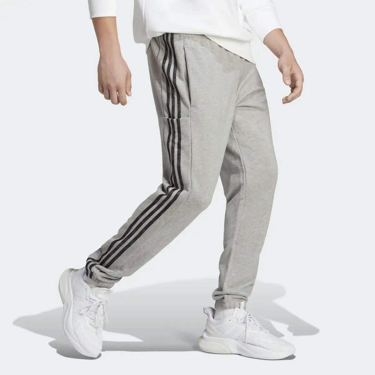 Adidas Essentials French Terry Tapered Elastic Cuff 3-Stripes Pants. 3