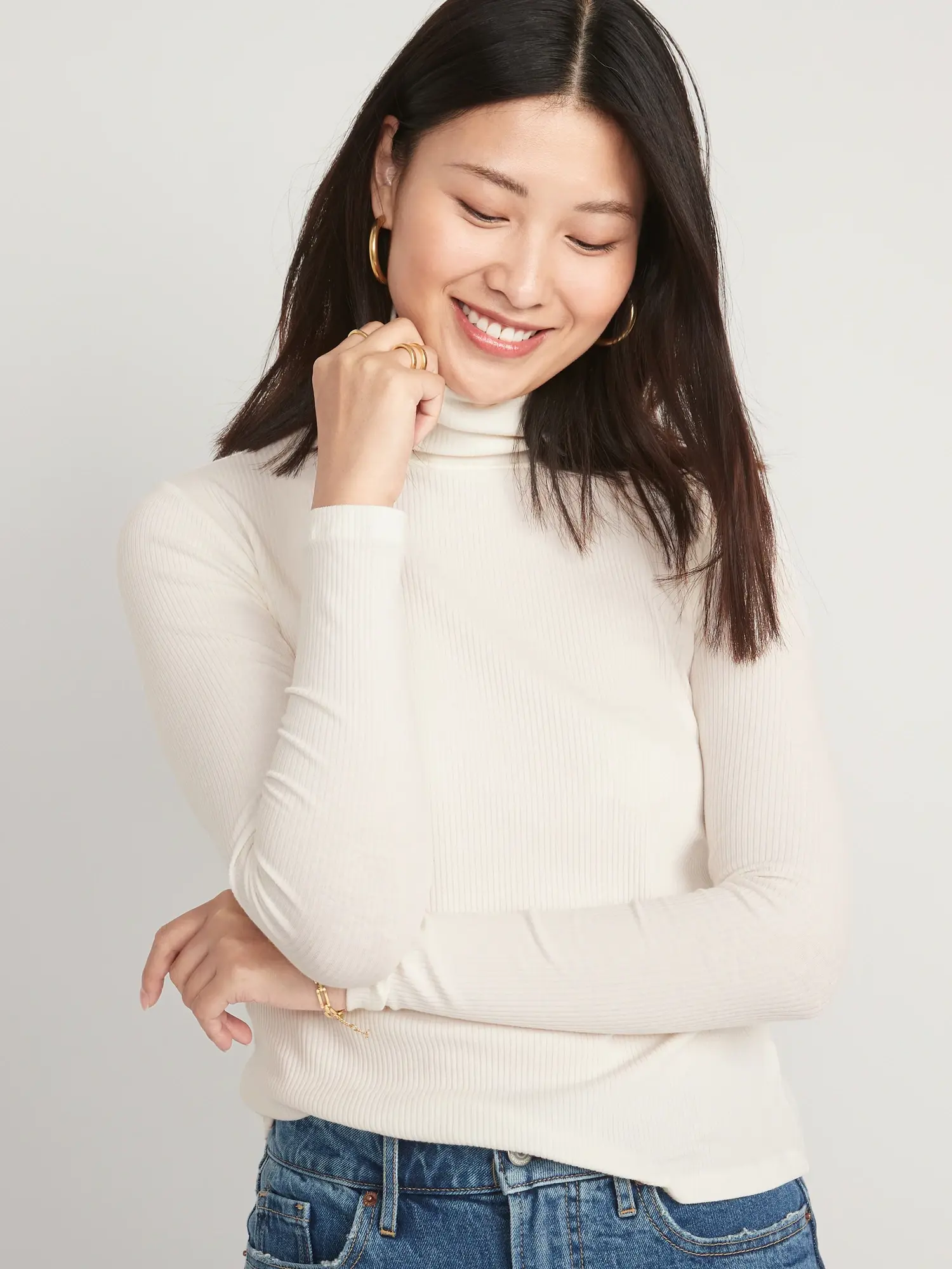 Old Navy Rib-Knit Turtleneck Top for Women white. 1