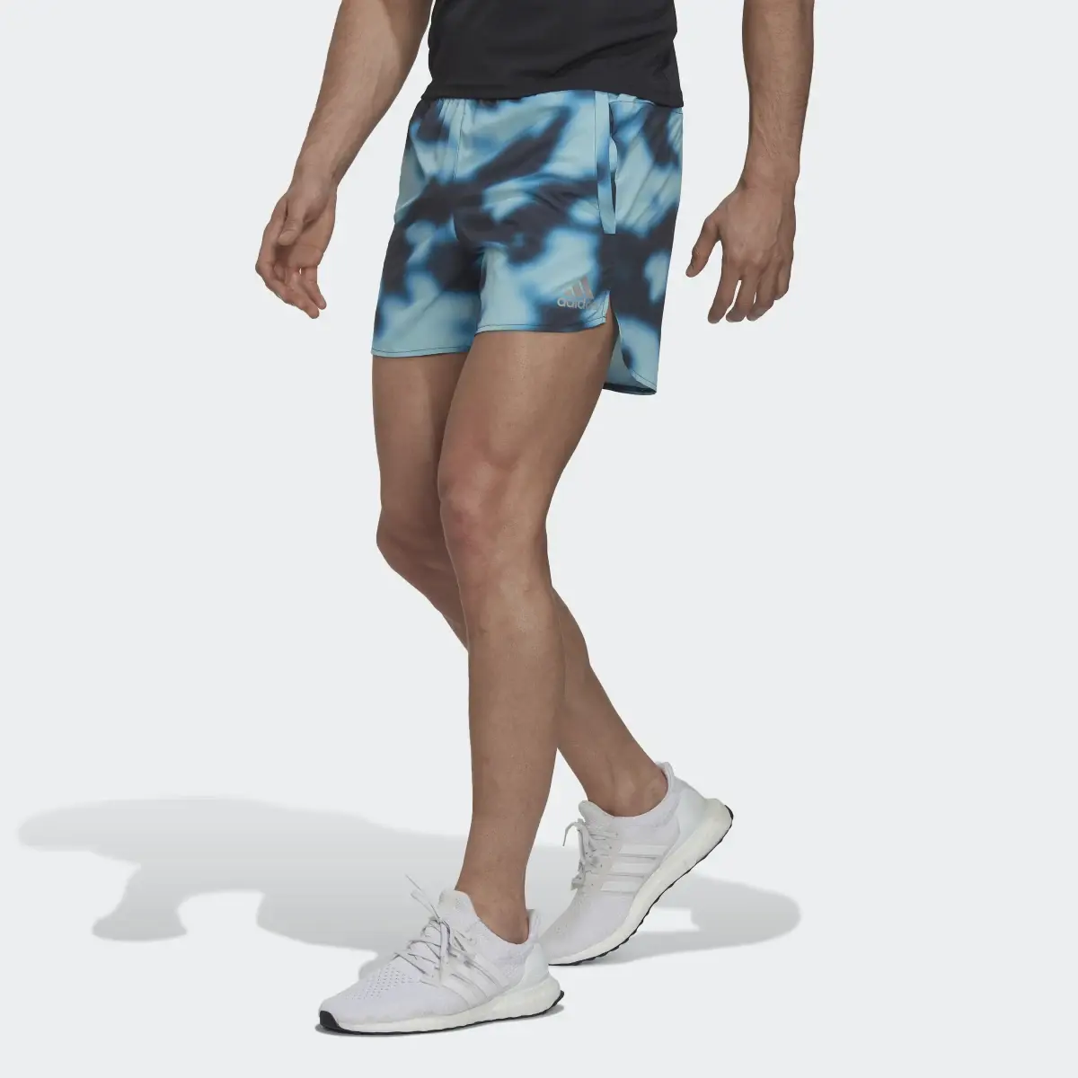 Adidas Run Icons Logo Graphic AOP Shorts. 1