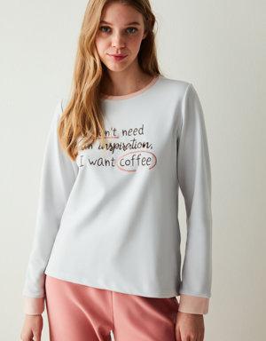 Gray I Want Coffee Thermal Sweatshirt