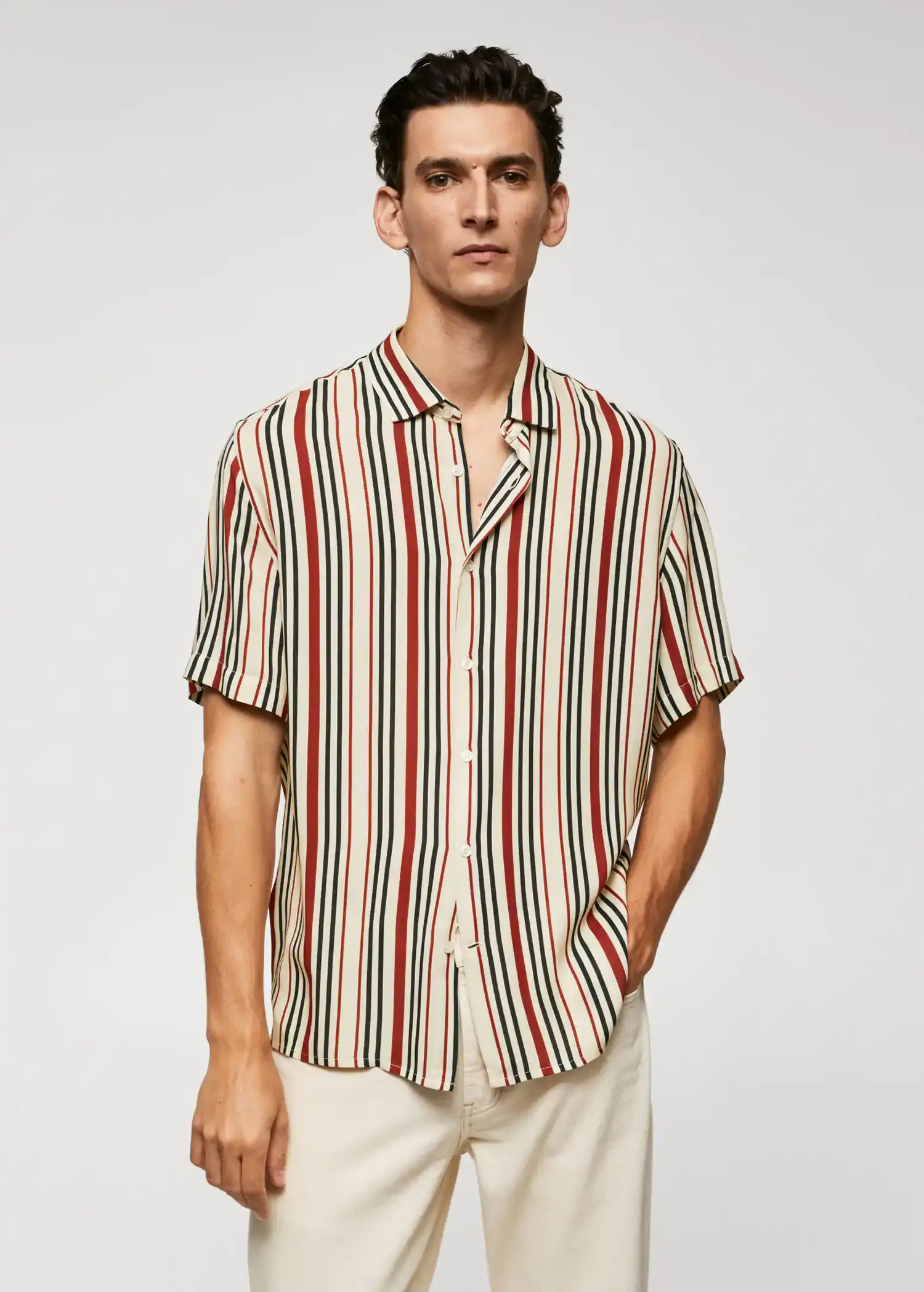 Mango Short sleeve striped shirt. 1