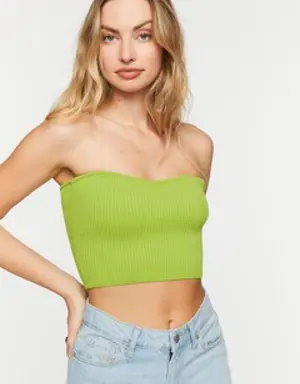 Forever 21 Sweater Knit Tube Top Green Apple