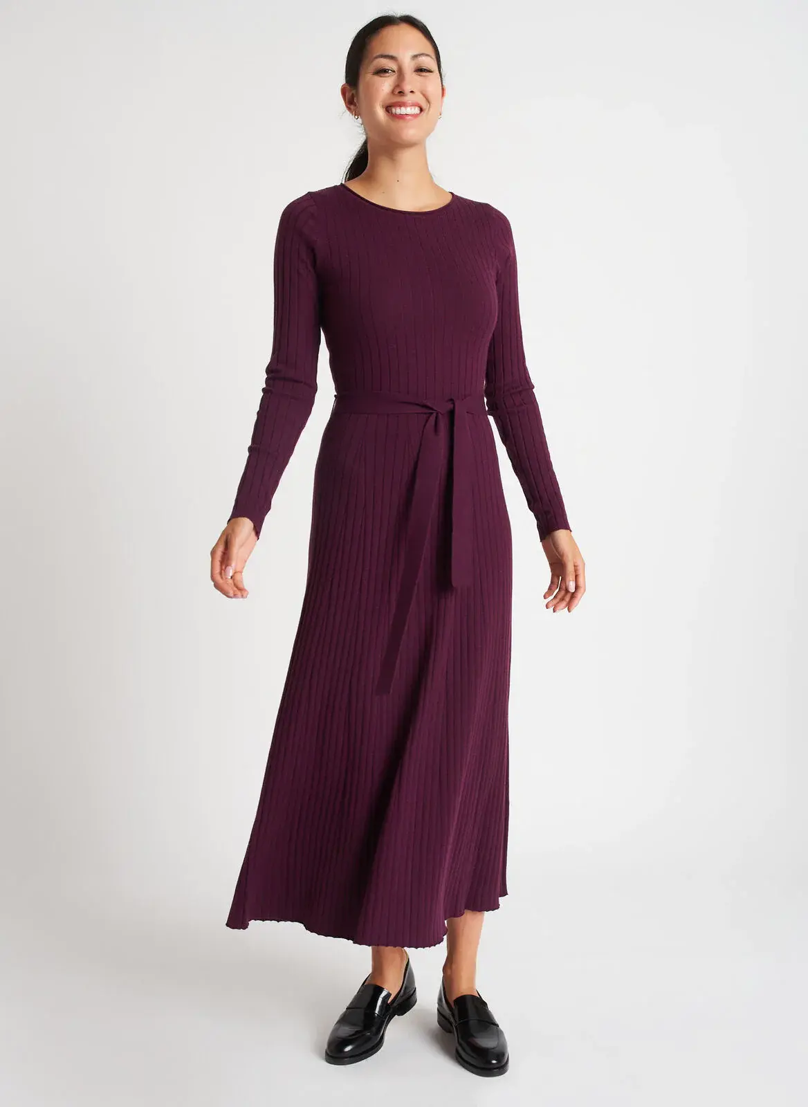 Kit And Ace Dreamy Merino Long Sleeve Flare Dress. 1