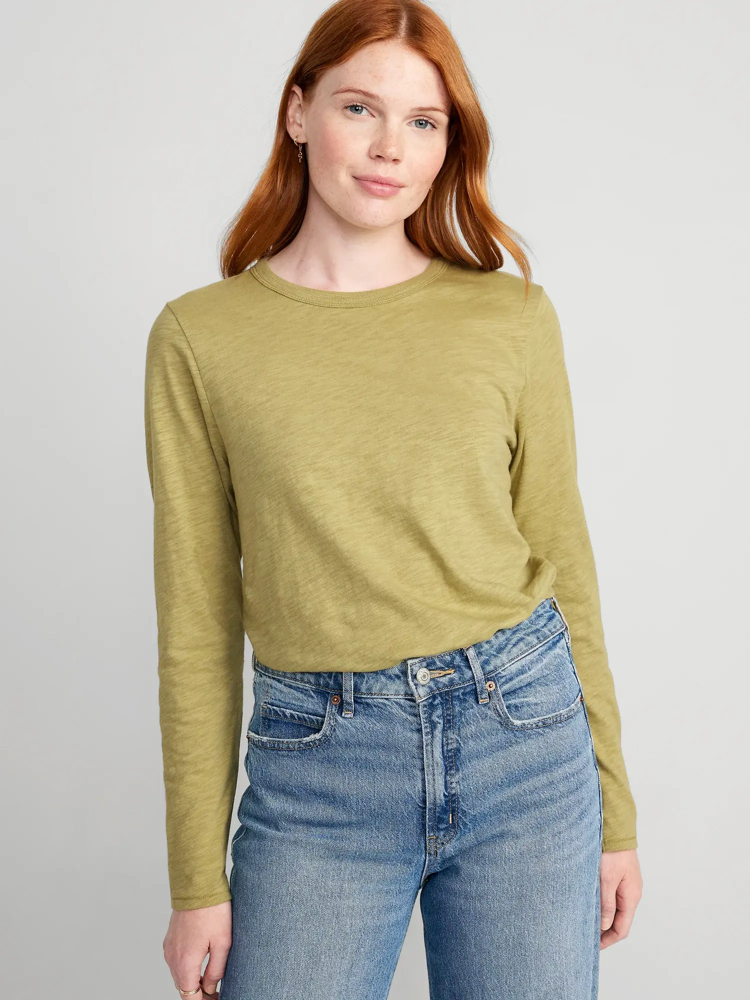 Old Navy EveryWear Long-Sleeve T-Shirt for Women green. 1