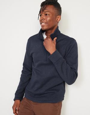 Sweater-Fleece Mock-Neck Quarter-Zip Sweatshirt for Men blue